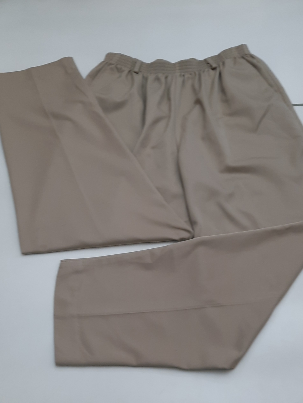 Alfred Dunner Taupe Elastic-Waist Chinos - Size 14